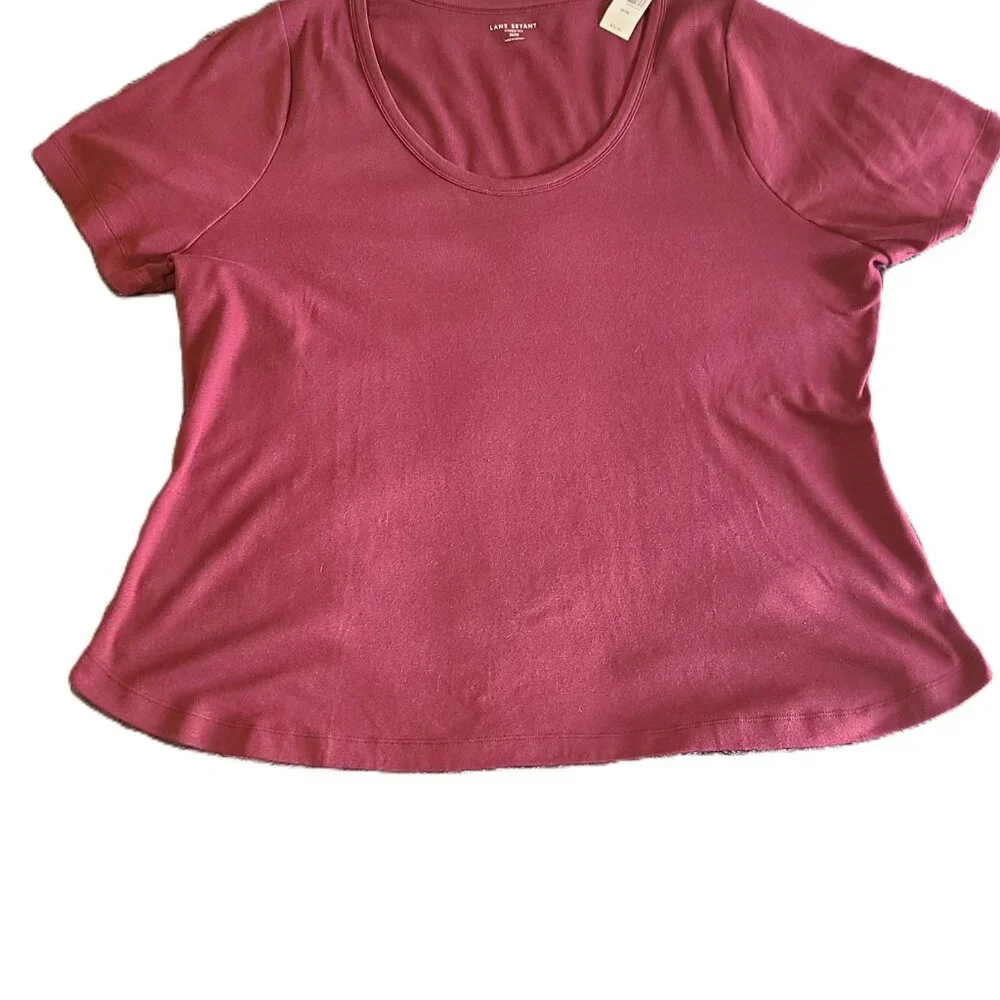 LANE BRYANT NWT Cotton Blend Wine/Burgundy Fitted Tee Plus Size 26/28 - Picture 10 of 11